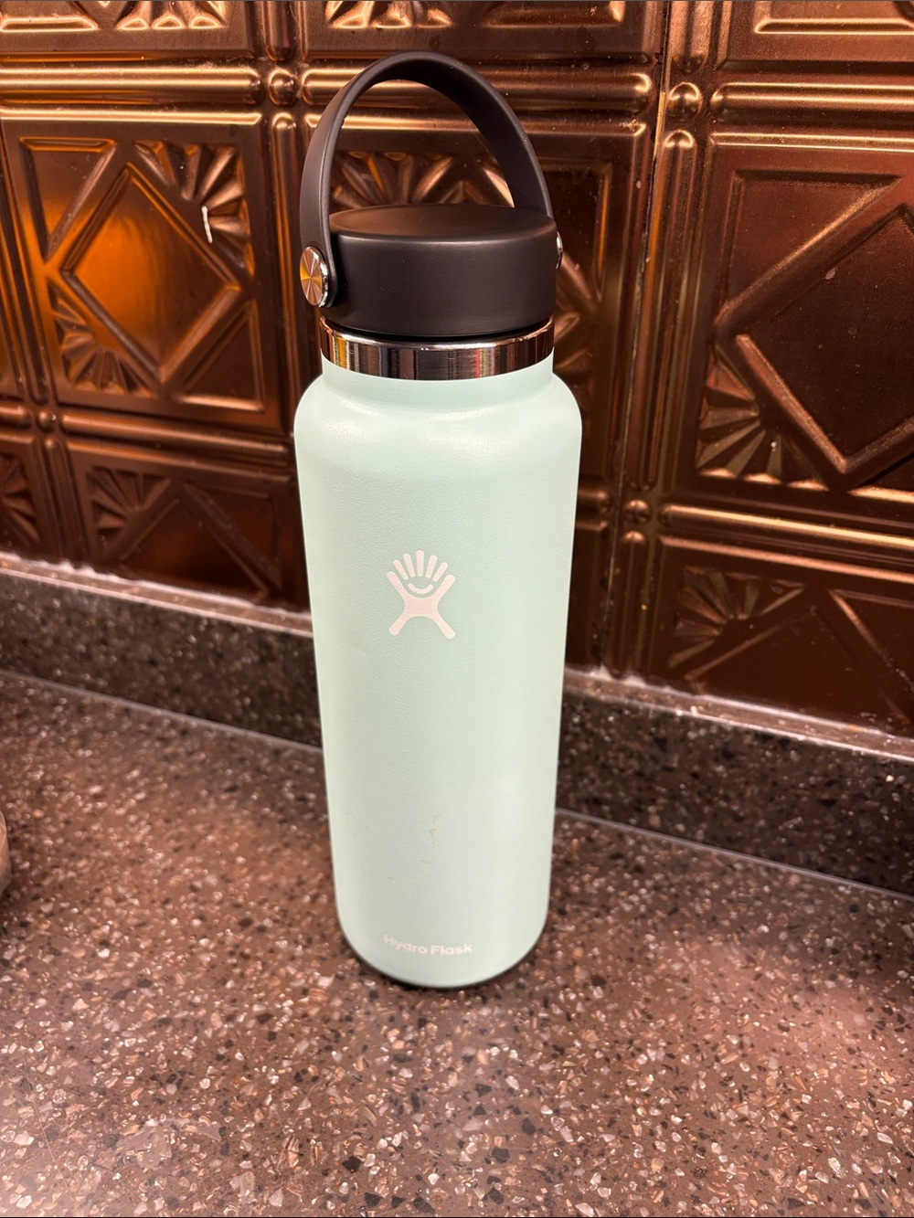 Hydro Flask Mint Green Insulated Bottle with Black Flex Handle